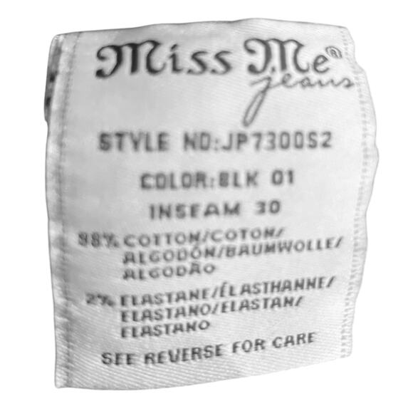 Miss Me Signature Black Distressed Bling  Gems Skinny Women’s  Jeans Sz 31 EUC - Picture 6 of 9